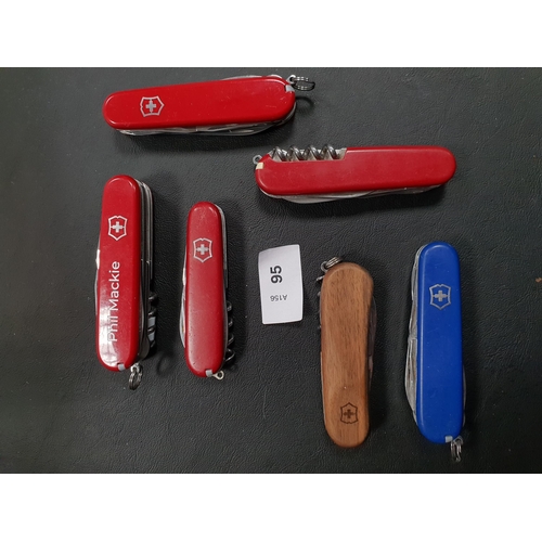 95 - SIX VICTORINOX SWISS ARMY KNIVES
of various sizes and designs
Note: You must be over the age of 18 t... 