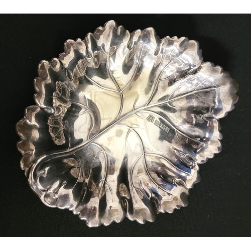 202 - SILVER BON BON DISH BY BARKER ELLIS & COMPANY
in the form of a leaf, Birmingham 1973, 14cm long, 79g... 