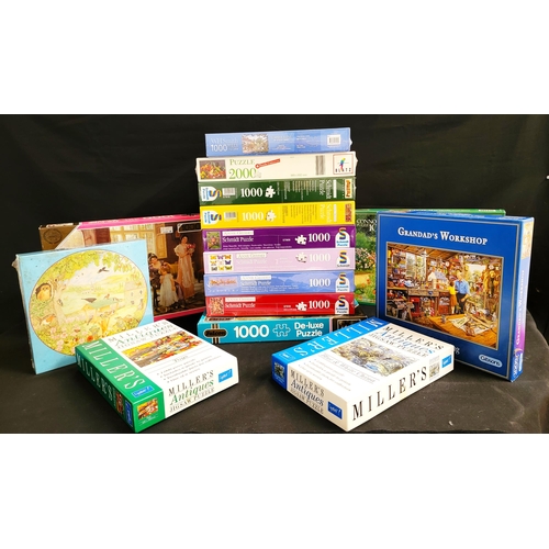 447 - FIFTEEN JIGSAW PUZZLES
many unopened, including six Anne Geddes Schmidt, Miller Antiques, various Ar... 