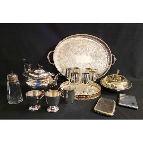 216 - LARGE ASSORTMENT OF SILVER PLATED ITEMS AND FLATWARE
including Viners of Sheffield plated teapot, tw... 