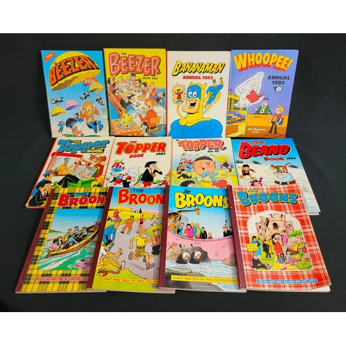 418 - ASSORTMENT OF COMIC BOOK ANNUALS
1980s, including Beano, Topper, Beezer, Dandy, Bananaman, Dennis th... 