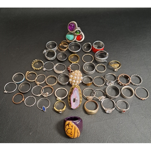 138 - SELECTION OF SILVER AND OTHER RINGS
including large statement rings, stone and paste set examples, e... 