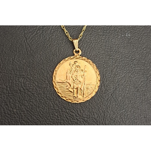 28 - NINE CARAT GOLD ST CHRISTOPHER PENDANT
on nine carat gold chain, total weight approximately 2.4 gram... 