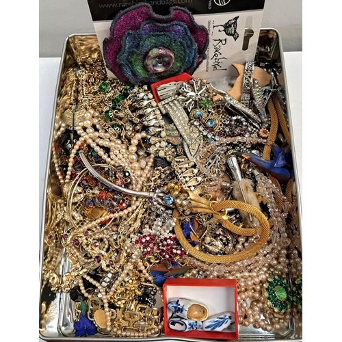 45 - INTERESTING SELECTION OF VINTAGE COSTUME JEWELLERY 
including simulated pearls, crystal and paste se... 