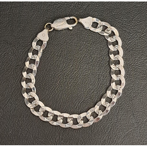 55 - FOURTEEN CARAT WHITE GOLD CURB LINK BRACELET
with textured detail to the centre of the links, 17.5cm... 