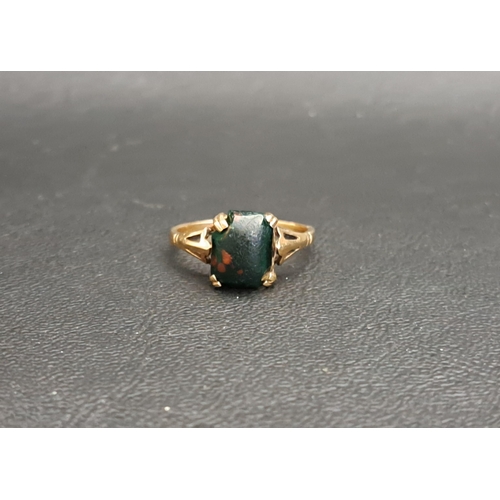 195 - NINE CARAT GOLD RING WITH BLOODSTONE
size O and total weight approximately 2.5 grams