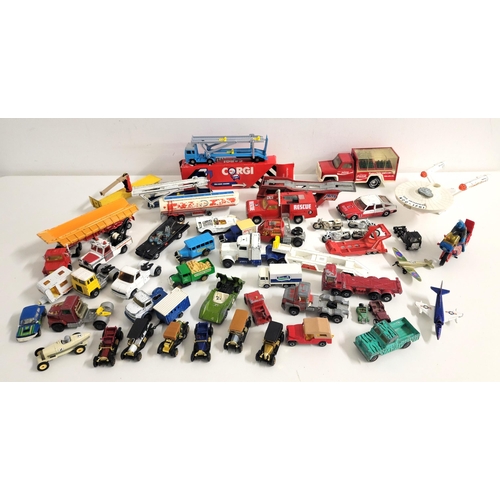 442 - SELECTION OF VINTAGE DIECAST TOY VEHICLES
including a 1960s Corgi Batmobile, Corgi Spiderbike, Dinky... 