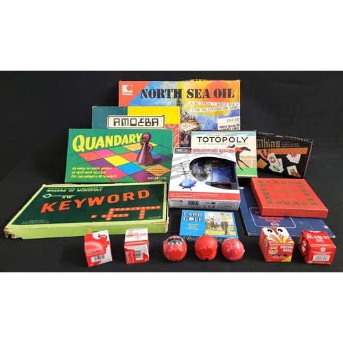 443 - SELECTION OF BOOKS AND GAMES
including Amoeba, Quandary, Mhing, Keyword, and Totopoly, alongside a c... 