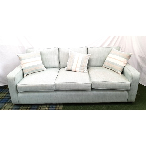 714 - CONTEMPORARY TWO PIECE LOUNGE SUITE
comprising two seater and three seater sofas in duck egg blue on... 