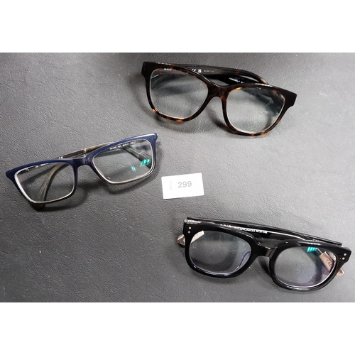 299 - THREE PAIRS OF DESIGNER GLASSES
comprising Chanel, Calvin Klein Jeans and Caddis