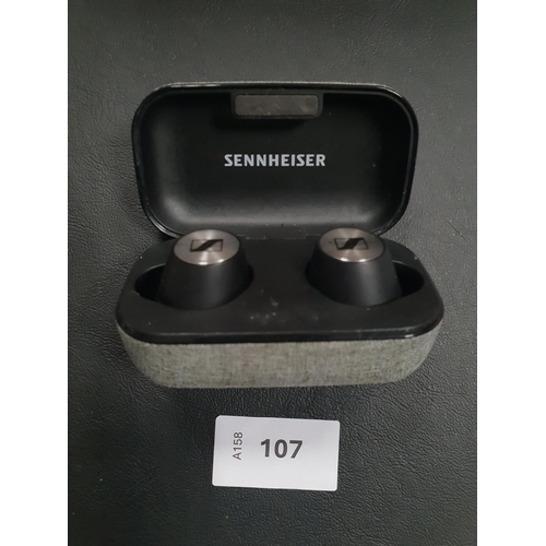 PAIR OF SENNHEISER EARBUDS
in charging case, model M3IETW2 C