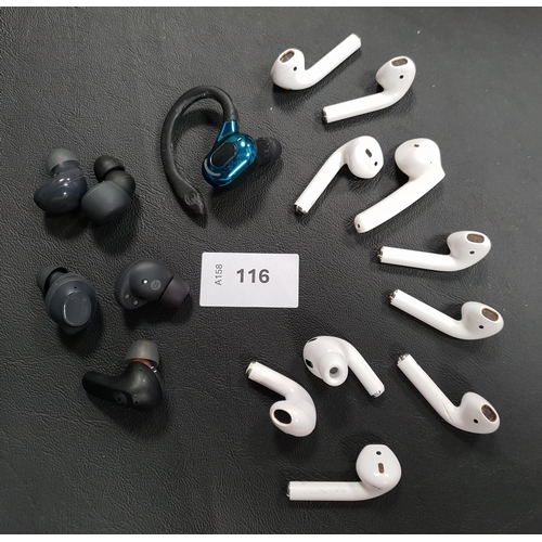 116 - SELECTION OF SIXTEEN LOOSE EARBUDS
including Apple, Skullcandy, and Sony