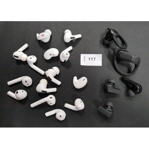 117 - SELECTION OF EIGHTEEN LOOSE EARBUDS
including Apple, Beats and Skullcandy