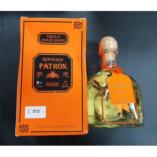 312 - ONE BOTTLE OF REPOSADO PATRON TEQUILA
40% and 1 litre
Note: You must be over the age of 18 to bid on... 