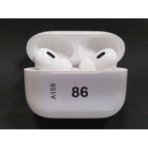 86 - PAIR OF APPLE AIRPODS PRO 2nd GENERATION
in Magsafe Charging case (Lightning)
Note: case with person... 