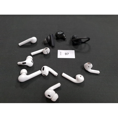 97 - SELECTION OF ELEVEN LOOSE EARBUDS
including Apple and Skullcandy