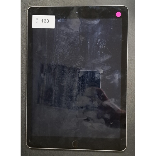 123 - APPLE IPAD 5TH GENERATION - A1822 - WIFI 
serial number GCJV8YZ0HLF9. Apple account locked. 
Note: I... 