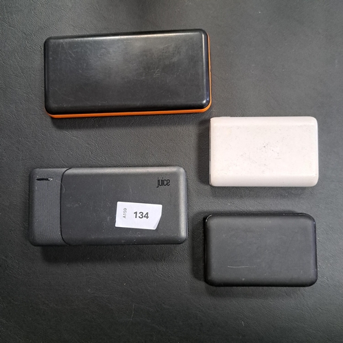 134 - SELECTION OF FOUR POWERBANKS
including Juice, Anker and Goji