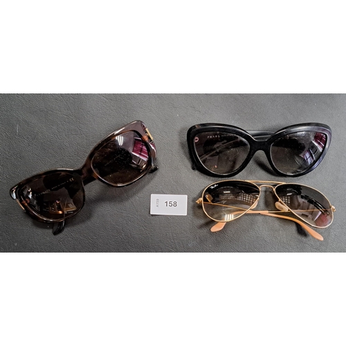 158 - THREE PAIRS OF DESIGNER SUNGLASSES
comprising Prada, Versace and Ray-Ban