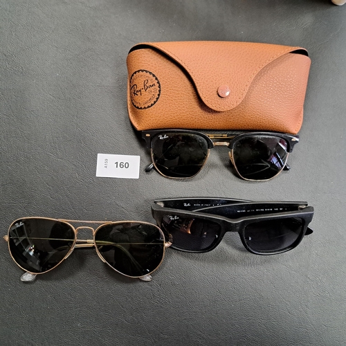 160 - THREE PAIRS OF RAY-BAN DESIGNER SUNGLASSES