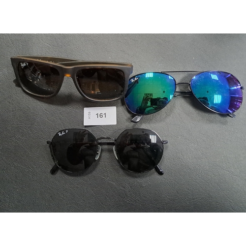 161 - THREE PAIRS OF RAY-BAN DESIGNER SUNGLASSES