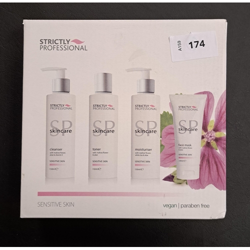 174 - NEW AND BOXED STRICTLY PROFESSIONAL SKINCARE SET
comprising Cleanser, Toner, Moisturiser (all 150ml)... 