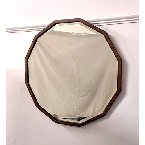 478 - DODECAGONAL WALNUT EDGED WALL MIRROR
with bevel edge, 68cm diameter