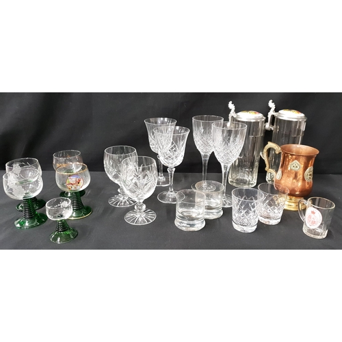 200 - LARGE SELECTION OF DRINKING VESSELS
including eight Stuart crystal wine glasses, eight various green... 