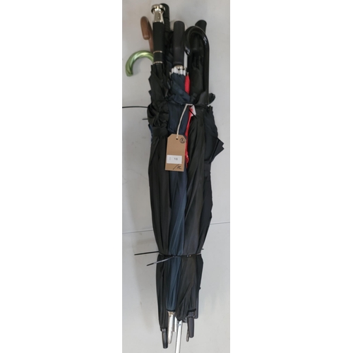 18 - SELECTION OF TWELVE UMBRELLAS
including golf and stick style