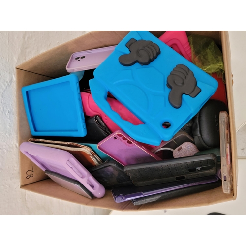 82 - ONE BOX OF PROTECTIVE CASES
including: phone, headphone, tablets and Kindle