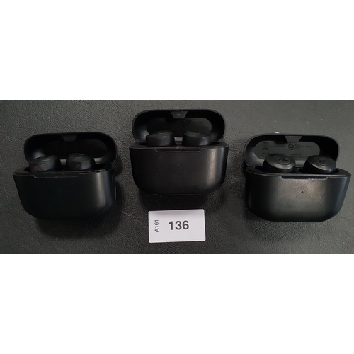 136 - THREE PAIRS OF JLAB EARBUD IN CHARGING CASES