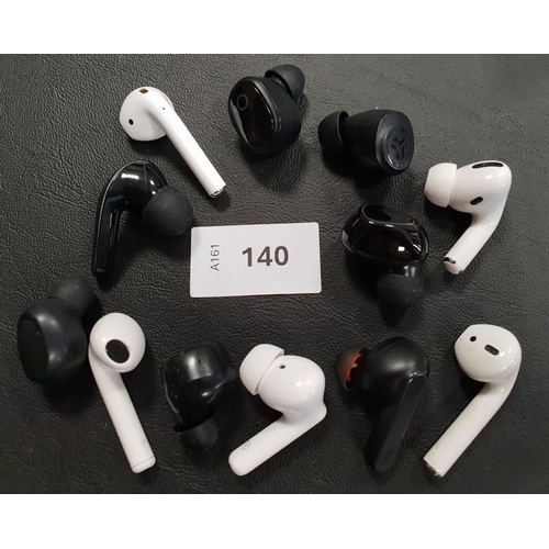 140 - SELECTION OF TWELVE LOOSE EARBUDS
including Apple, JBL and Jlab