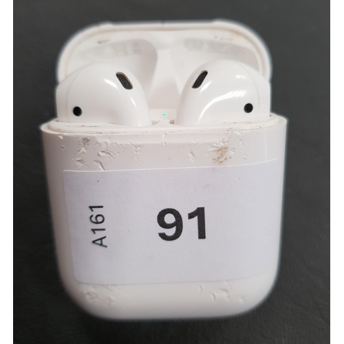 91 - PAIR OF APPLE AIRPODS 2ND GENERATION
in Lightning charging case
Note: case does not close securely a... 