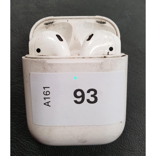 93 - PAIR OF APPLE AIRPODS 
in Lightning charging case
Note: Airpods model not visible as too worn. The c... 