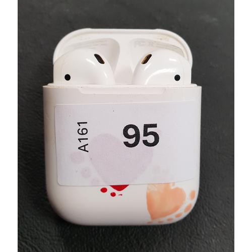 95 - PAIR OF APPLE AIRPODS 1st GENERATION
in Lightning charging case
Note: the case has paint/nail varnis... 