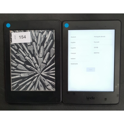 154 - TWO AMAZON KINDLE PAPERWHITE 3 E-READERS
Serial numbers G090 G105 5436 0PPJ and G090 G105 5263 00GT ... 