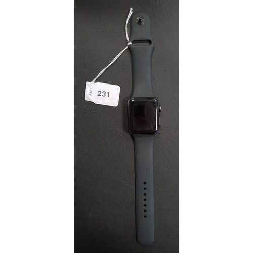 231 - APPLE WATCH SERIES 3
42mm case; model A1859; S/N GJ9HKFJ2J5X4; Apple Account Locked; Scratches to ed... 