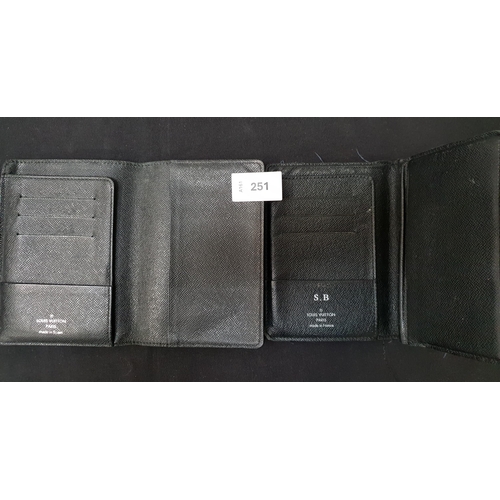 251 - TWO WELL USED LOUIS VUITTON CARD HOLDERS/POCKET ORGANISERS
one in Damier Graphite coated checked can... 