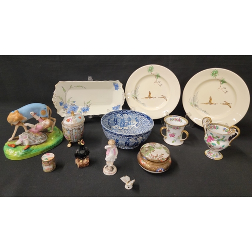 222 - SELECTION OF ANTIQUE AND VINTAGE DECORATIVE CERAMICS
including a bisque Letu and Mauger figurine of ... 