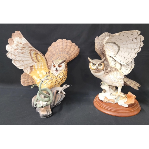 236 - TWO FRANKLIN MINT OWLS
comprising 'The great horned Owl', 32cm high and 'The Eagle Owl, 32cm high, b... 