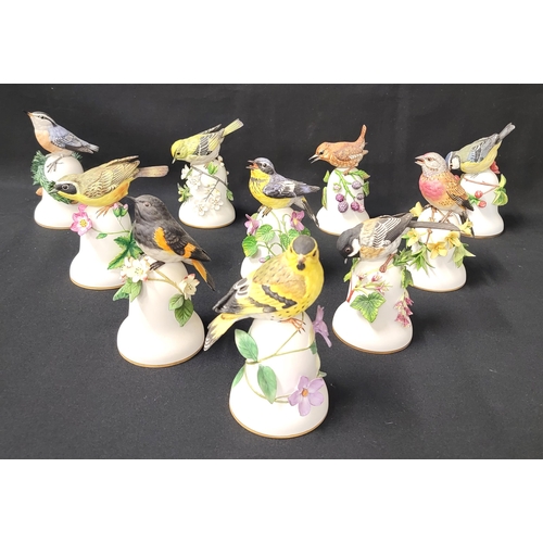 253 - TEN FRANKLIN MINT BIRD HAND BELLS 
modelled by Peter Barrett, consisting of 
Wren, Nuthatch, Blue Ti... 