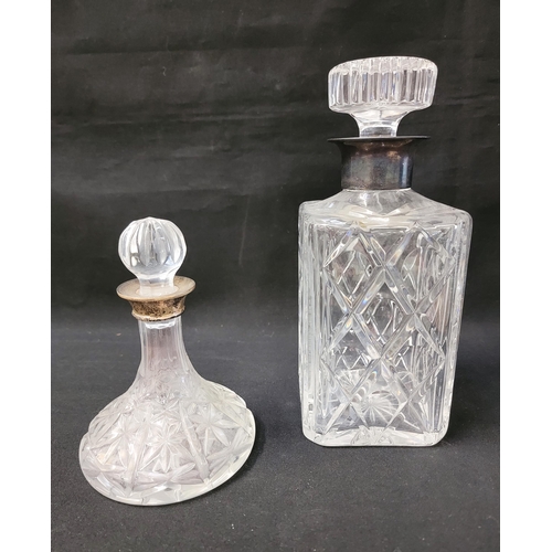 192 - TWO SILVER MOUNTED CRYSTAL DECANTERS
the larger marked Birmingham 1971, the smaller Birmingham 1991 ... 