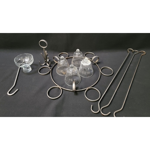 318 - DANISH LUMEDA IRON CANDLEABRA
with five glass holders, 42cm diameter