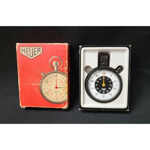 352 - VINTAGE HEUER STOPWATCH
with black casing, in fitted box