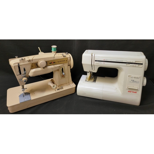 357 - SINGER ELECTRIC SEWING MACHINE
model 411D; together with a Janome New Home electric sewing machine (... 