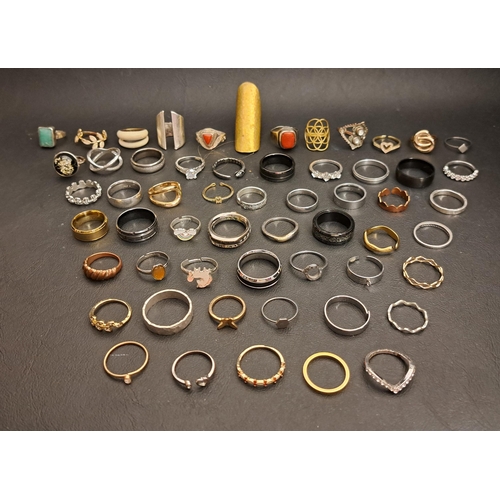 37 - SELECTION OF SILVER AND OTHER RINGS
including stone and enamel set examples, 1 box