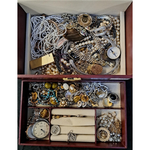 158 - SELECTION OF COSTUME JEWELLERY
including two silver pendants, a Sekonda pocket watch, various neckla... 