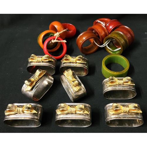 366 - SELECTION OF BAKELITE NAPKIN RINGS
comprising a set of six, a set of five and a single; together wit... 