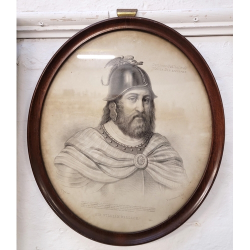 530 - LITHOGRAPH BY W H MCFARLANE OF SIR WILLIAM WALLACE
in Mahogany oval glazed frame, 39 x 33cm