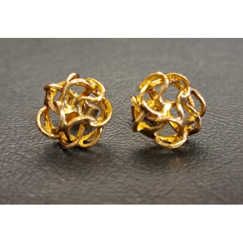 145 - PAIR OF NINE CARAT GOLD EARRINGS
of entwined Celtic knot design, approximately 2.7 grams